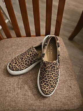 Coconuts by Matisse Kids Leopard Print Slip-On Sneakers in Tan and Black